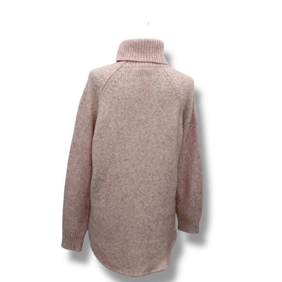 Michael Kors Pink Knit Sweater XL Roll Neck Light Baby Pink Marled Turtleneck - Picture 6 of 7